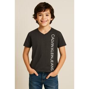 Calvin Klein Jeans Kids T-Shirt Size 6 Gray Logo Tee Boys Girls Unisex